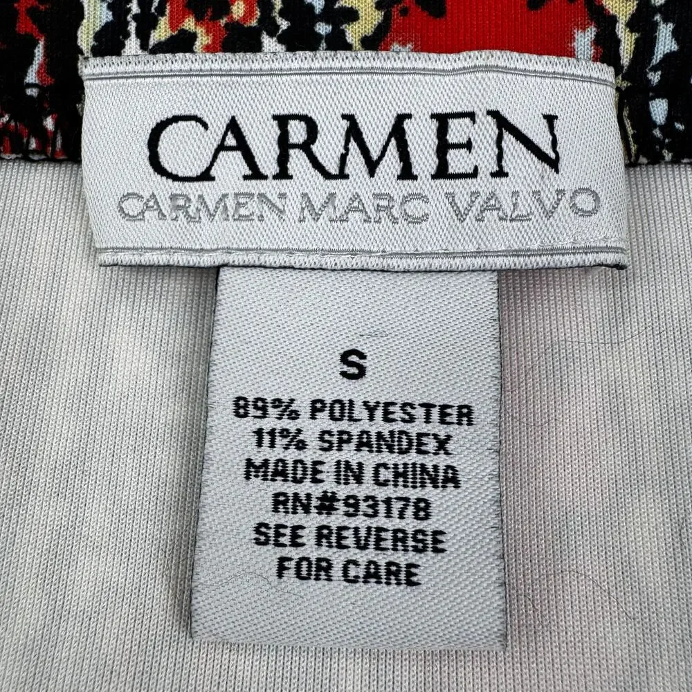Carmen Marc Valvo Floral Boho Smooth Scuba Knit Stretch Midi Skirt Women's Small